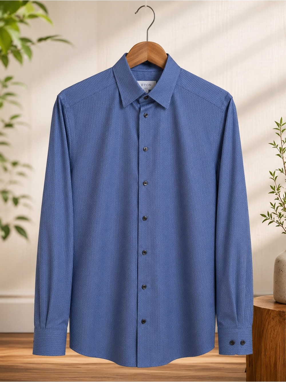 Eton Men's Textured Blue Dress Shirt